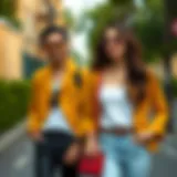 Chic mustard jacket paired with casual outfit