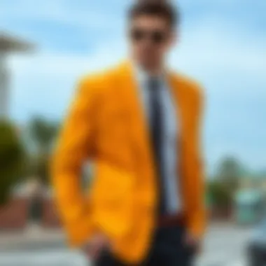Stylish mustard jacket accenting a formal look
