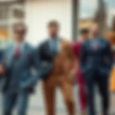 Modern suit styles arranged for selection