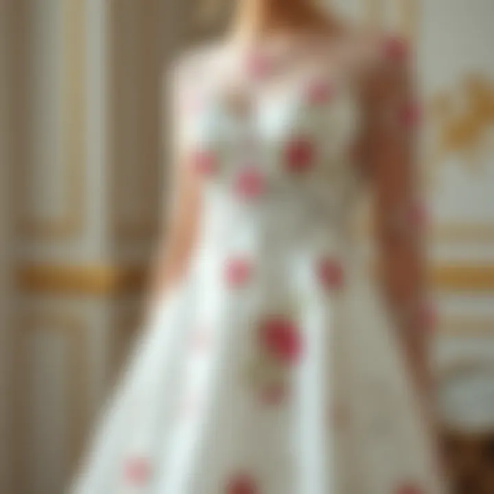 Floral Embroidered Bridal Gown Bridal gown adorned with floral embroidery, blending old and new styles