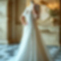 Elegant traditional Roman wedding gown featuring intricate lace details