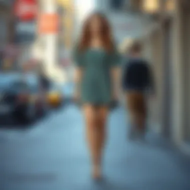 Chic short puffy dress paired with statement footwear.