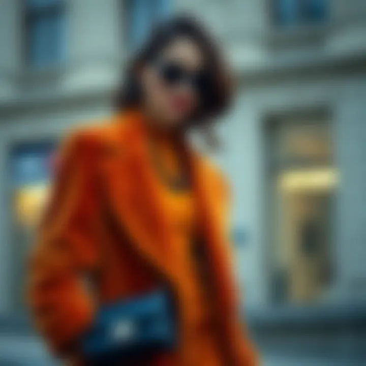 Stylish outfit with a velvet coat and accessories