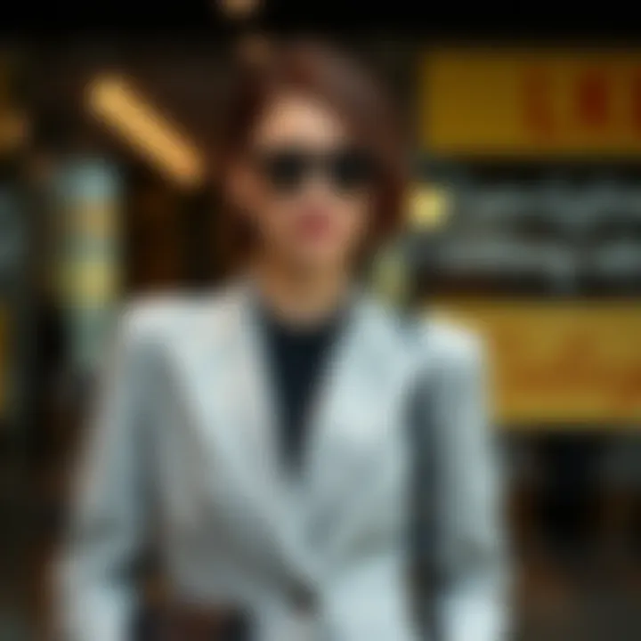 Sophisticated gray blazer paired with accessories