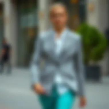 Versatile gray blazer styled for a casual outing