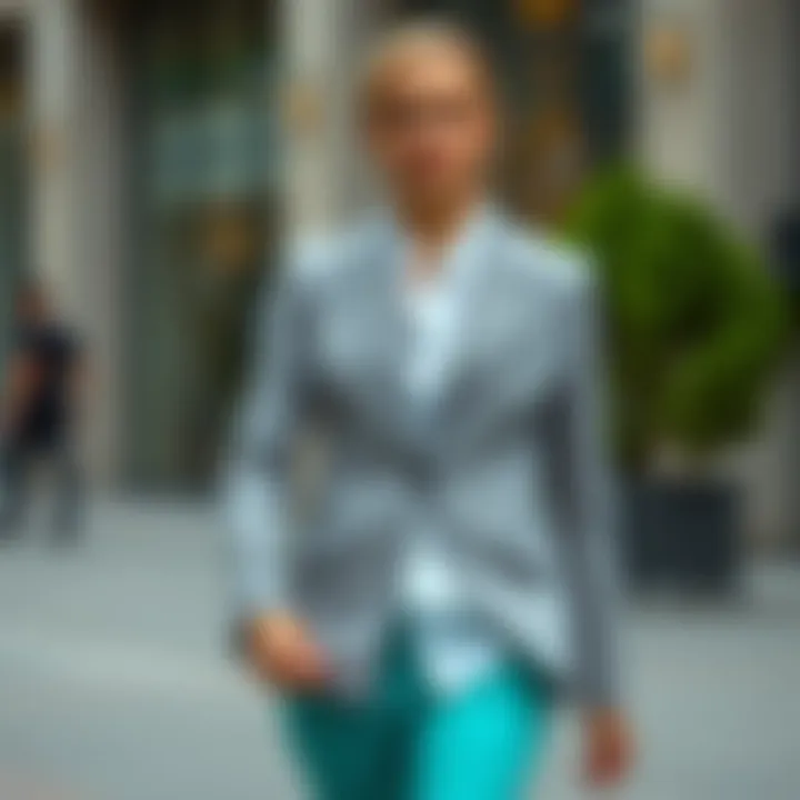 Versatile gray blazer styled for a casual outing