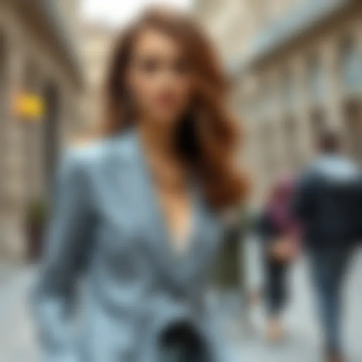 Elegant woman in a stylish gray blazer