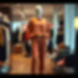A stylish jogger set displayed on a mannequin in a chic boutique