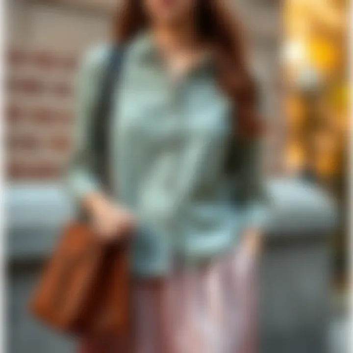 Seasonal transition outfit with pleated skirt