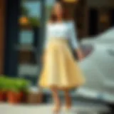 Elegant pleated skirt styling