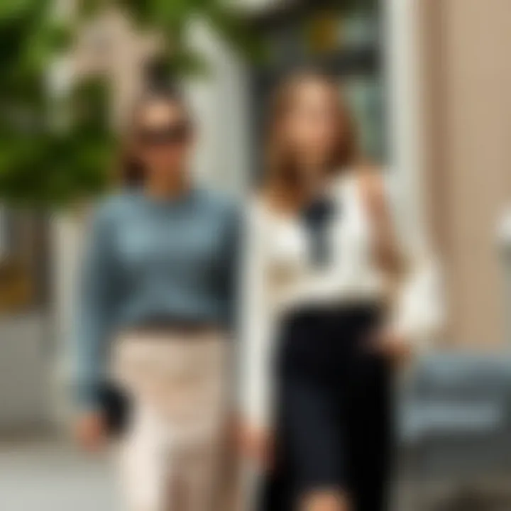 Trendy combinations of knitted blouses with skirts and accessories