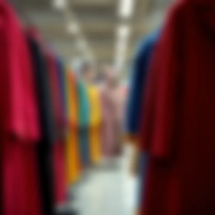 Colorful long coats on display