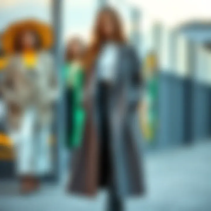 Fashionable long coat showcasing different styles