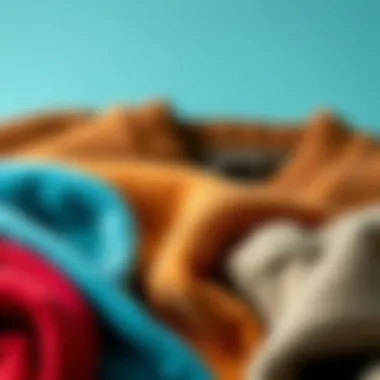 Different materials used in coffee sweatshirts displayed together