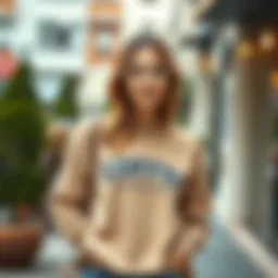 Stylish coffee sweatshirt on a model in a casual setting