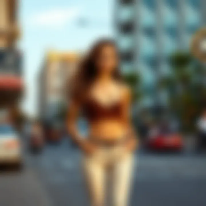 Trendy street style featuring a brown crop top and stylish footwear