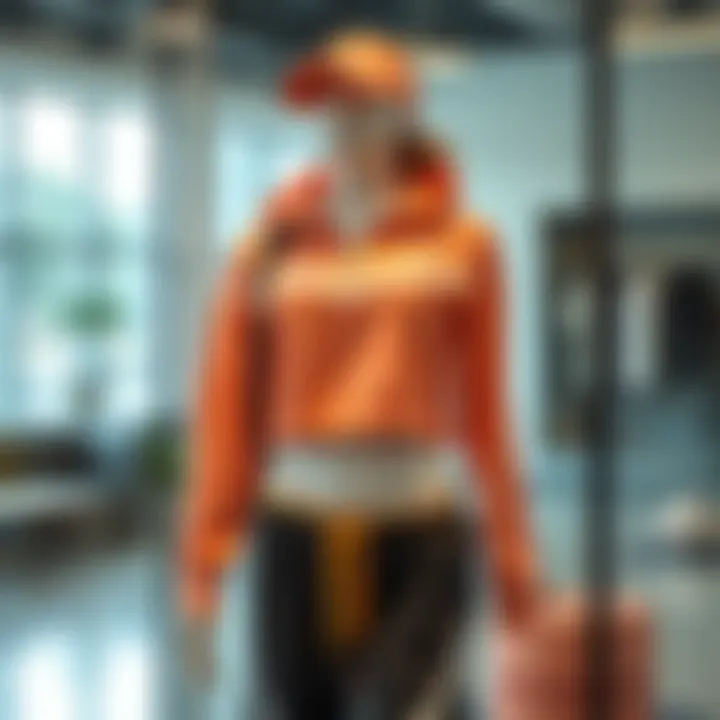 A chic indoor sports outfit displayed on a mannequin showcasing modern design elements