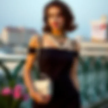 Elegant accessories complementing a thick strap dress