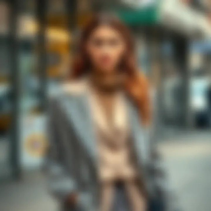 A fashionable layered look featuring a houndstooth jacket, perfect for transitions between seasons.