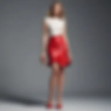 Chic Red Skirt Ensemble Elegant red skirt ensemble with chic accessories.