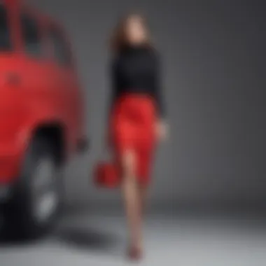 Sophisticated Look with Red Skirt Sophisticated red skirt look with minimalist accessories.