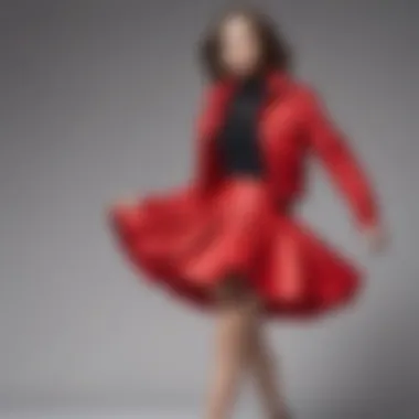 Layered Red Skirt Outfit Stylish layered red skirt outfit for seasonal transition.