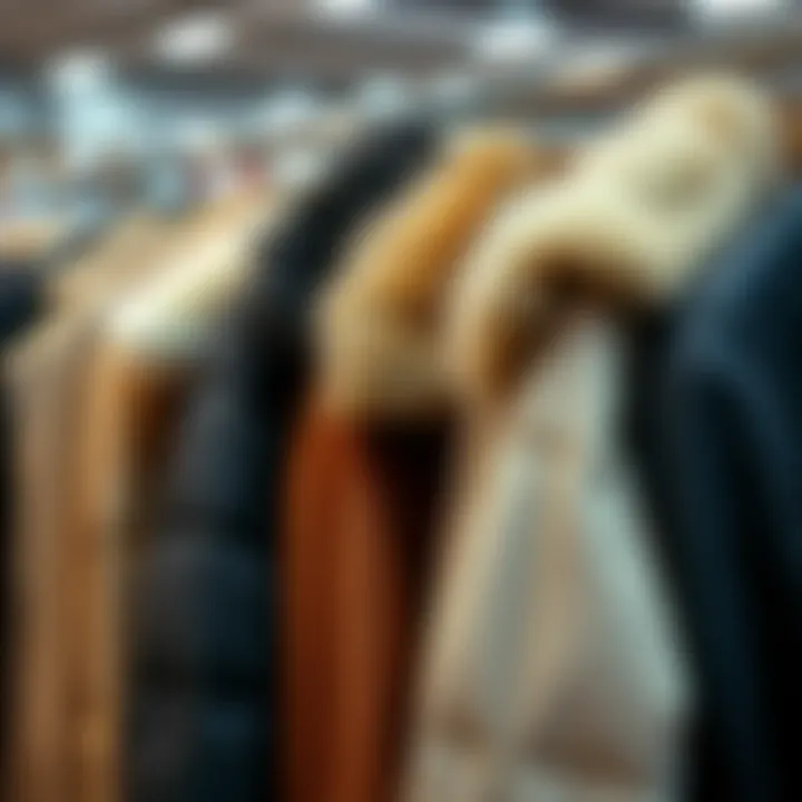 Different styles of winter coats showcased on hangers