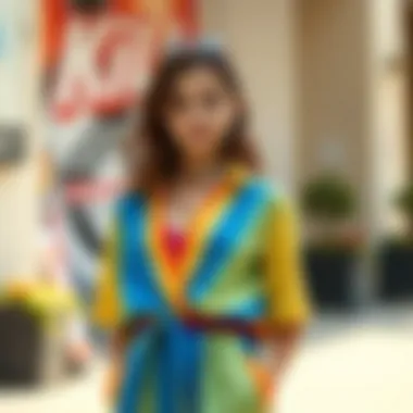 Trendy girl showcasing a colorful jumpsuit