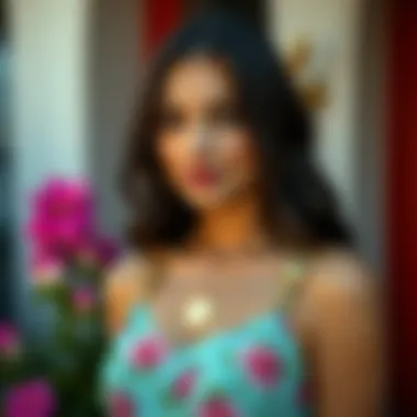 Stylish girl in a floral jumpsuit