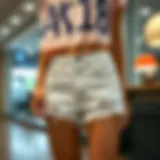 Trendy girl shorts displayed in a modern fashion setting