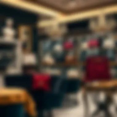 Elegant display of various feraces in a boutique