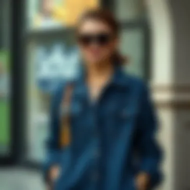 Versatile Denim Coat Versatile denim coat paired with chic accessories