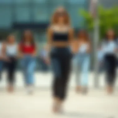 Fashionable pairing of kruvaze crop with different bottom styles