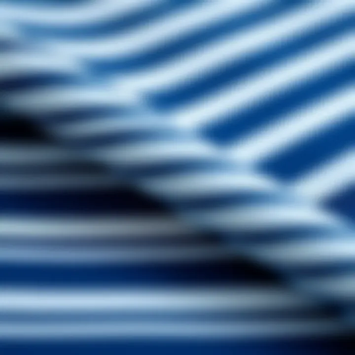 Close-up of fabric texture showcasing navy stripes