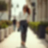 Elegant elastic leather pants styled with a chic top