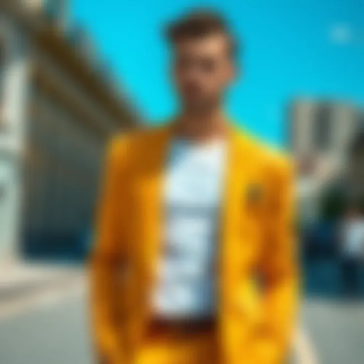 Man wearing a t-shirt with a tailored blazer