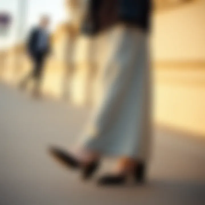 Stylish long pencil skirt paired with trendy footwear