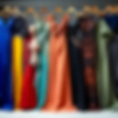 A collection of Mango evening dresses in various colors and designs