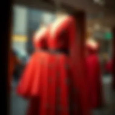 Elegance Redefined Elegant Mango evening dress displayed on a mannequin with soft lighting