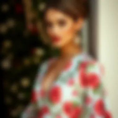 Elegant spring dress showcasing floral patterns