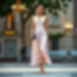 Elegant midi graduation dress in soft pastel color