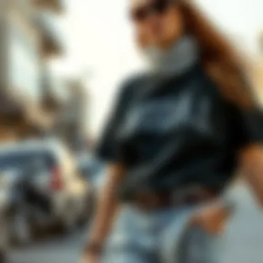 Fashionable outfit showcasing a modal t-shirt with accessories