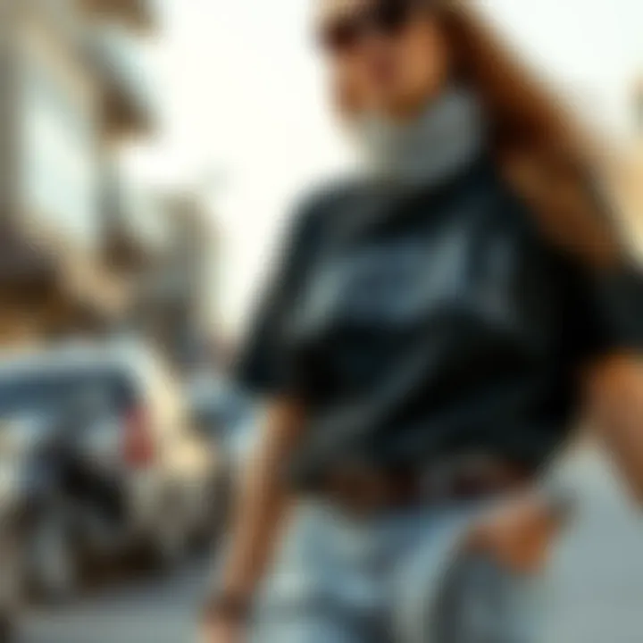 Fashionable outfit showcasing a modal t-shirt with accessories