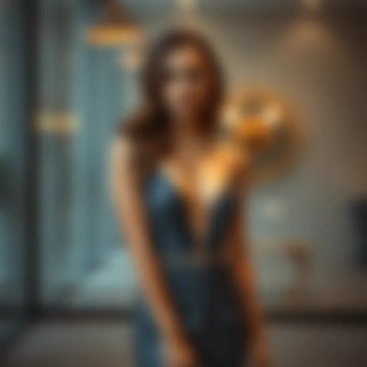 Gray evening dress highlighting modern sophistication