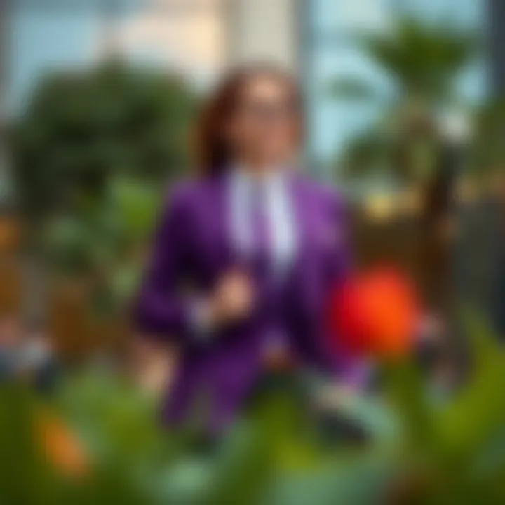 Formal event attire with a sophisticated purple jacket