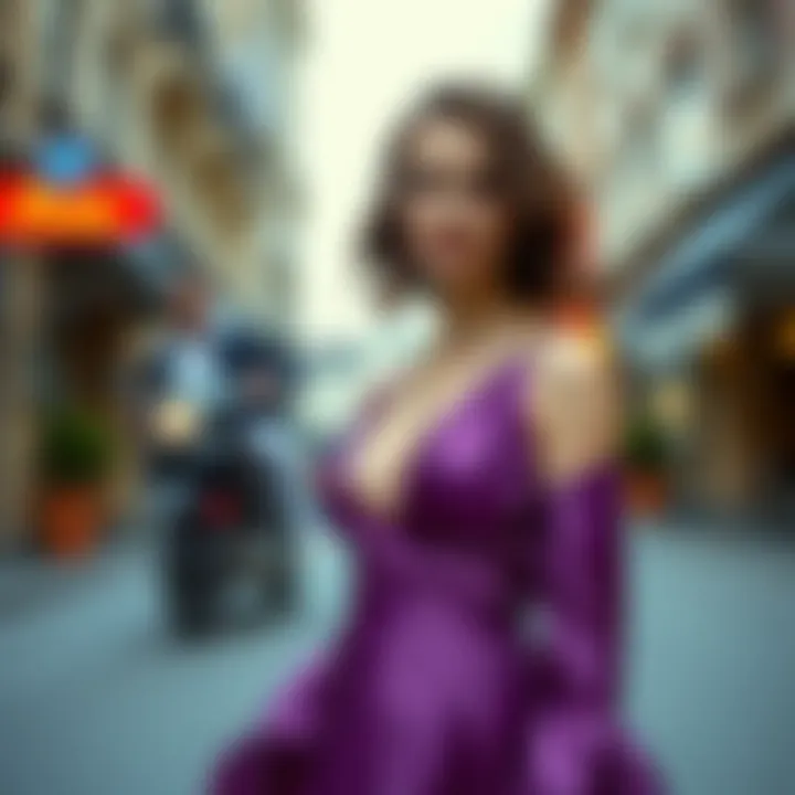 Day-to-night look with a purple satin dress