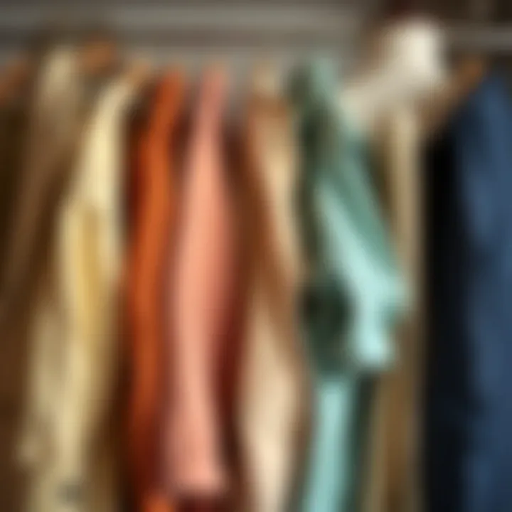 A palette of different colors and cuts of linen jackets displayed