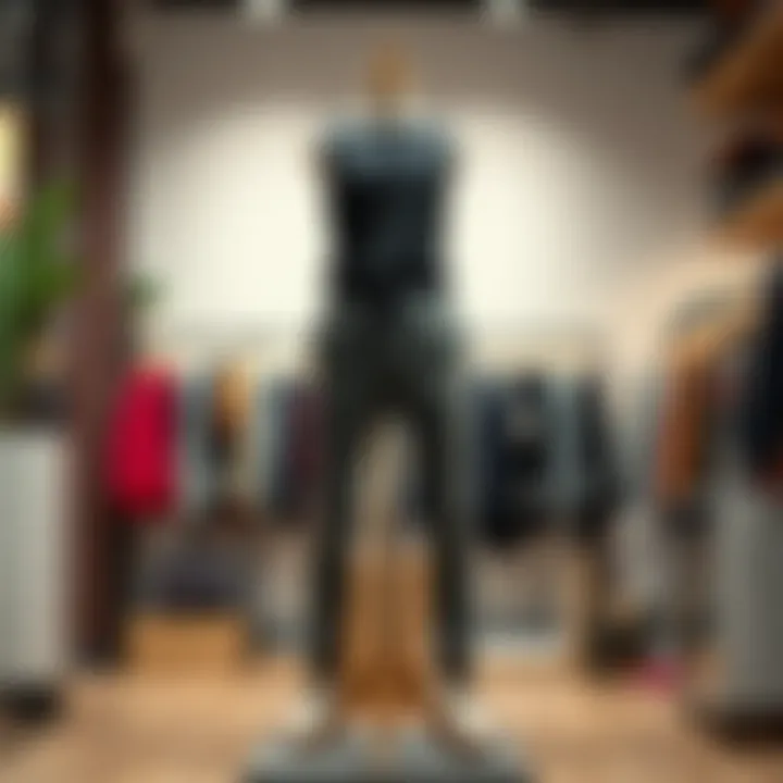 Stylish jogger pants on a mannequin in a boutique setting