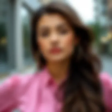 Seasonal transition outfit featuring a pink blouse