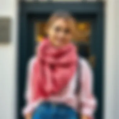 Inspiration for seasonal outfit with pink shirt and scarf